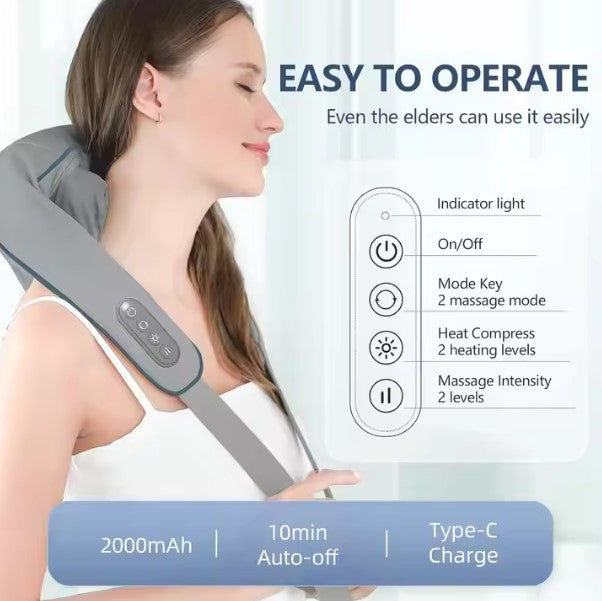 Electric Neck Shoulder Back Massager With Heat