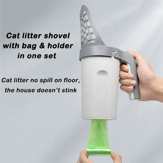 Portable Plastic Cat Litter Scoop With Bag